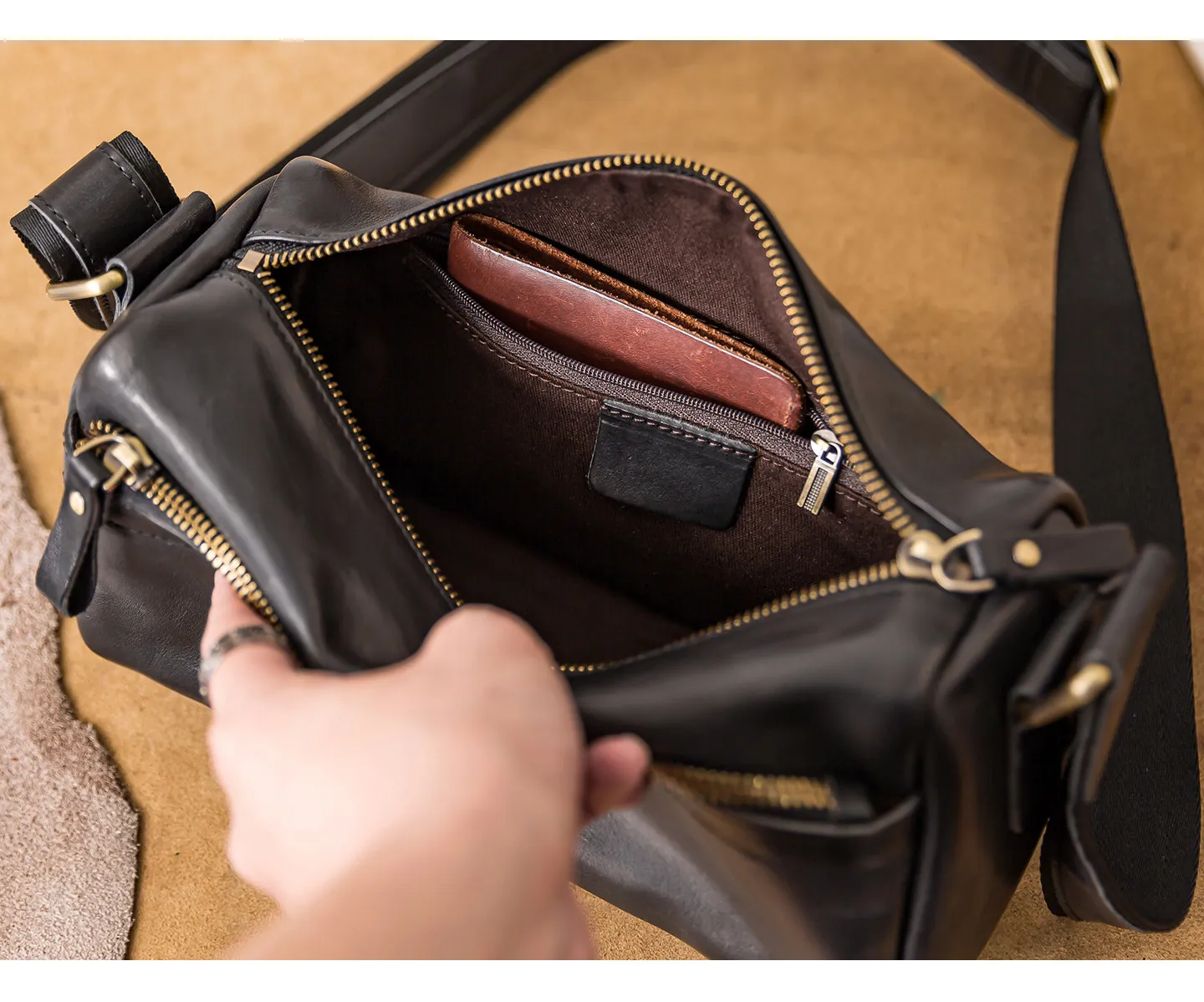 PNDME-Organizer handgefertigte Vintage-Umhängetasche aus echtem Leder für Herren, lässige Pendler-Luxus-Umhängetasche aus echtem Rindsleder. – Detail 18