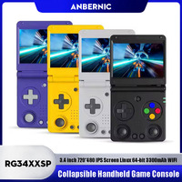 Anbernic RG34XXSP Flip Handheld Game Console 3.4-inch IPS Screen Linux 64-bit 3300mAh WIFI Collapsible Retro Video Gaming Player