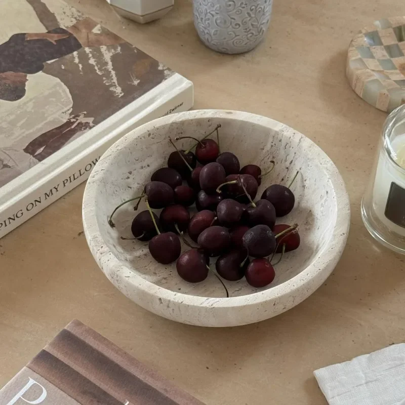 Wabi-sabi decoração prato natureza travertino mármore jóias bandeja para arte francês vintage decoração de casa tigela prato de frutas organizador