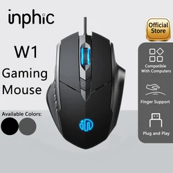 Inphic W1 Mouse cablato Esports Mouse da gioco definizione di programmazione Macro a sei pulsanti per regolare DPI Mouse da ufficio silenzioso