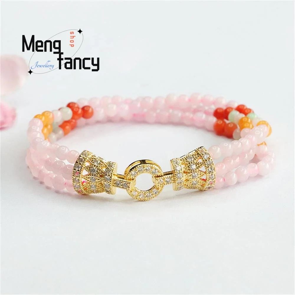 

Natural A-goods Jadeite Pink Colourful Jade Bracelet Exquisite Elegant Simple High-grade Sexy Young Girls Luxury Quality Jewelry