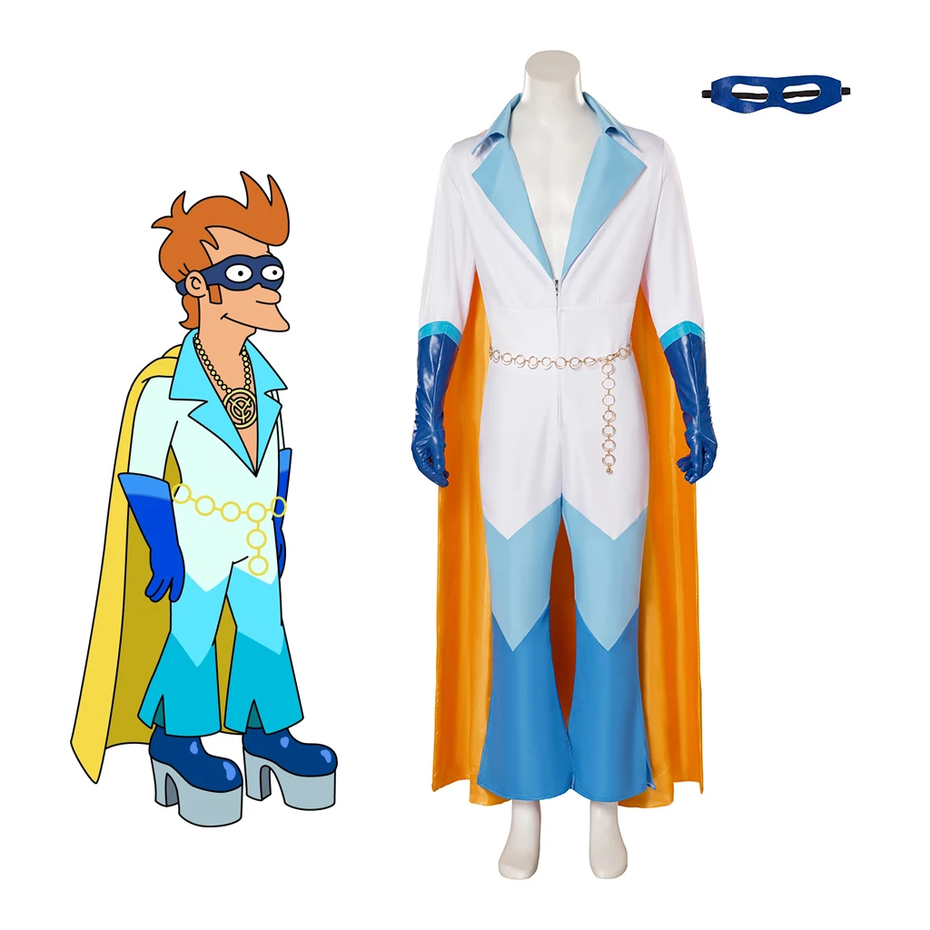 

Philip J. Fry Cosplay Costume Superhero Captain Yesterday Outfits Cloak Suit Sitcom Uniform Male Halloween Carnival Party Outfit