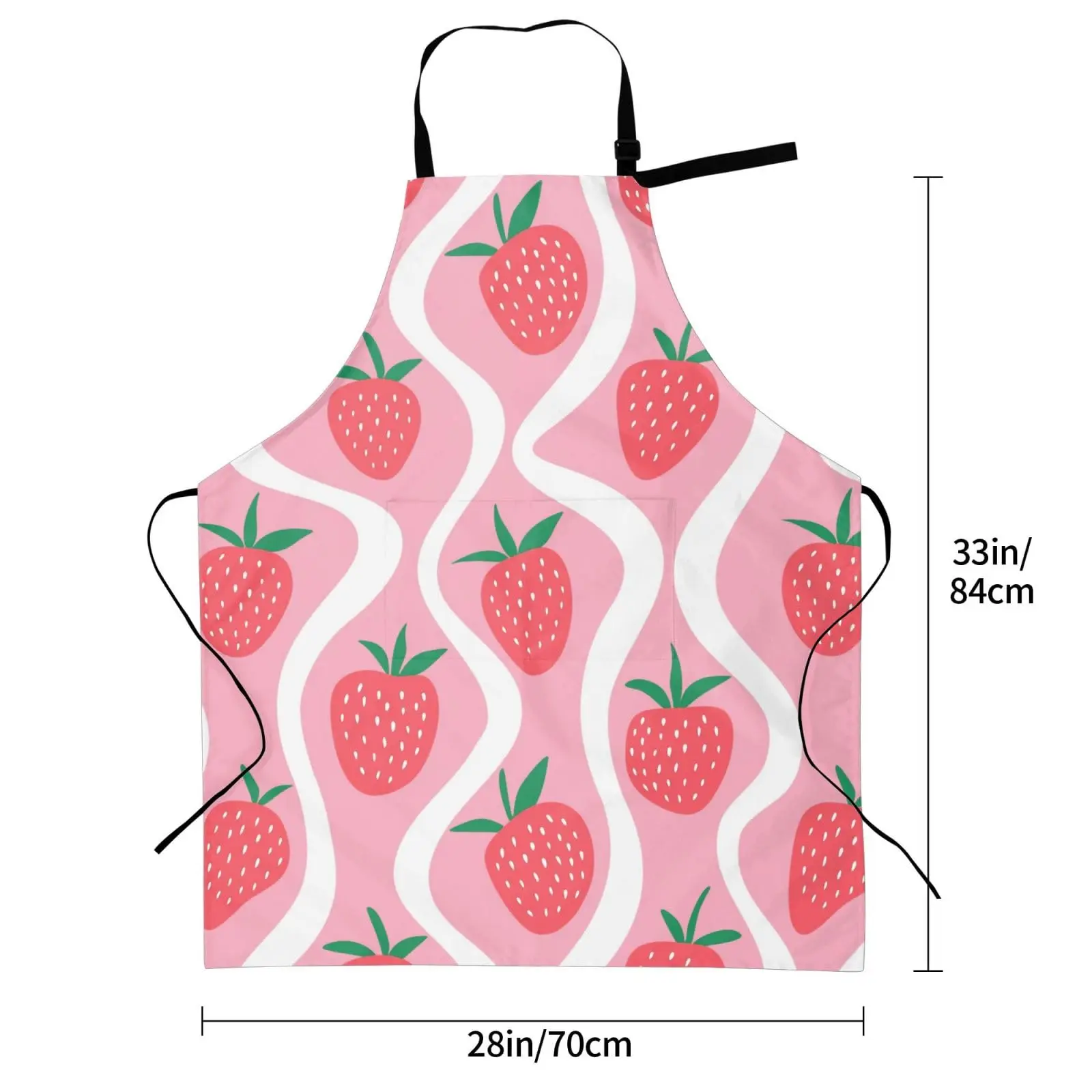 Strawberry Aprons for Women with Pockets Chef Apron Adjustable Neck Strap Kitchen Apron Waterproof Cooking Apron