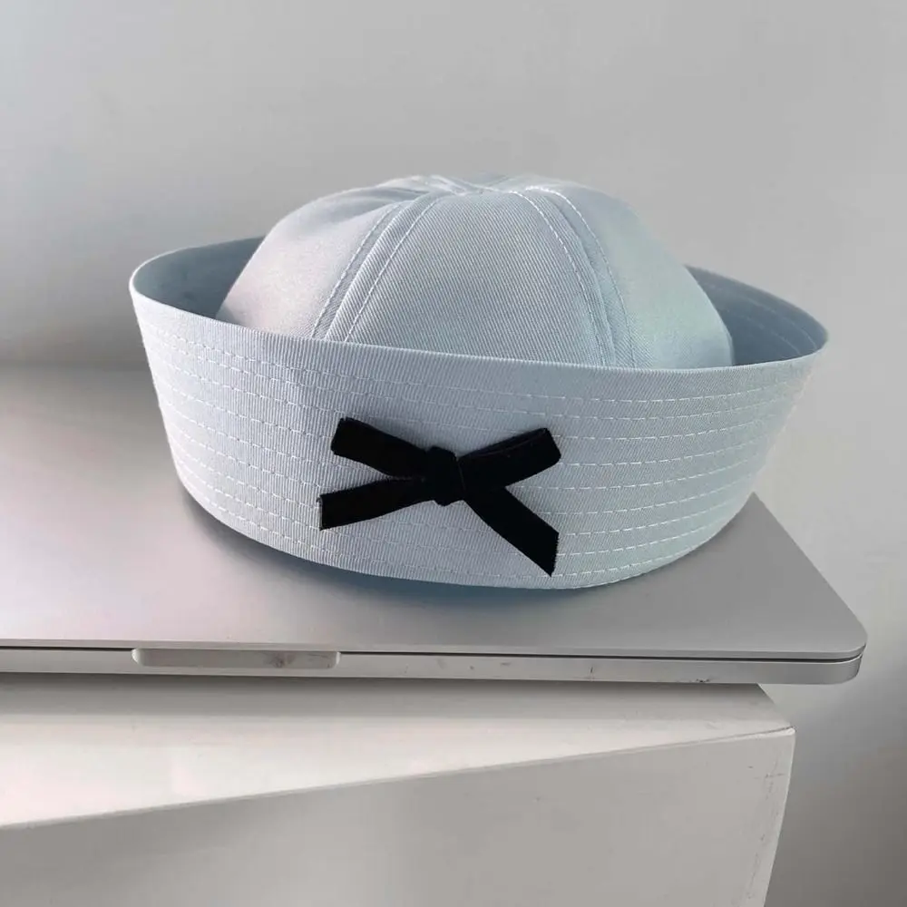 

Personality Bowknot Bow Beret Dome Cap Sailor Hat Cloth Korean Style Navy Cap Travel