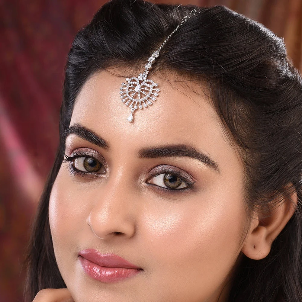 الزفاف قطرة الماء الجبين سلسلة تيارا الهندي إكسسوارات الشعر 2024 الفاخرة شرابة حجر الراين خوذة سلسلة للنساء هدية