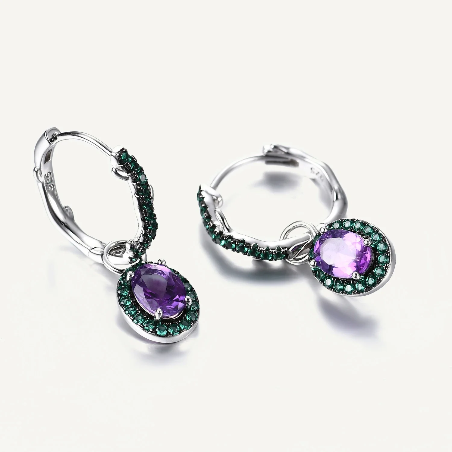 GEM\'S BALLET Christmas Design Amethyst Brambles Gemstone Earrings Sets For Women Solid 925 Sterling Silver Luxury Kite Earring