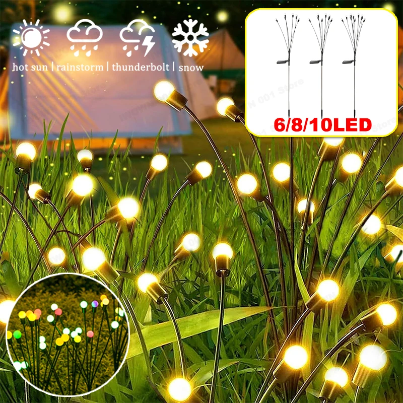 

6/8/10 LED Solar Garden Lighting Solar Powered Firefly Lights Outdoor Garden Decoration Landscape Lights Firefly Lawn Lamps
