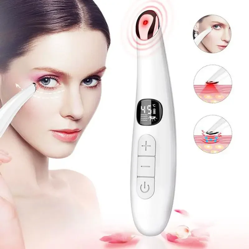 Eye Lift Massage With Light Therapy Electric Led Eye Wrinkle Eraser Pen Remover Wireless Eye Massager Device Remove Dark Circles