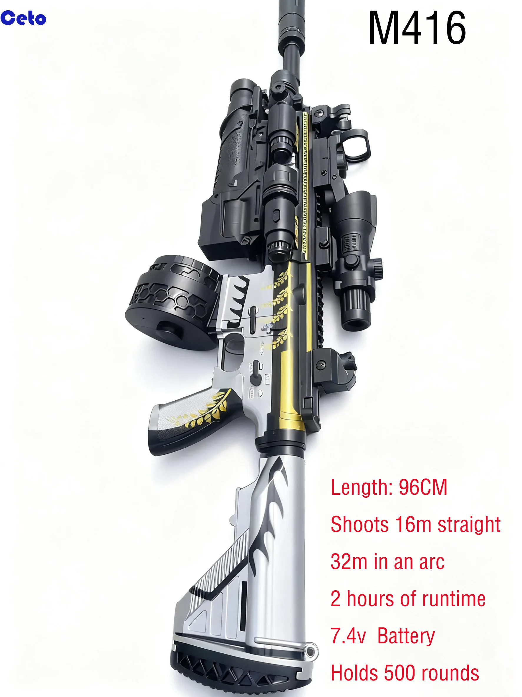 사격 체험! M416 자동 전기 젤 블라스터 소총, 사실적인 반동 기능 - 대규모 야외 젤 볼 블라스터 전투용, 선물용 장난감