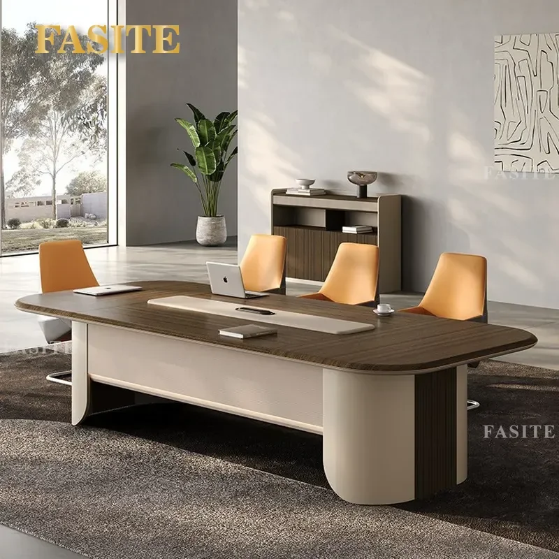 For Modern Large High End Conference Table Simple Long Meeting Desk with Chairs Negotiation Training Room Furniture Set