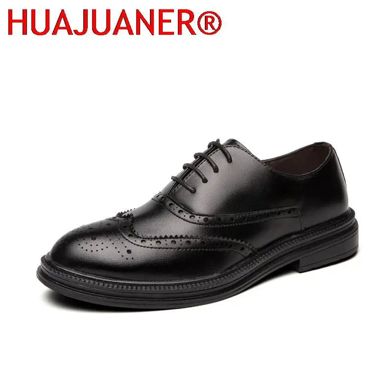 Mens Casual Shoes Leather Brogue Shoes Men Fashion Business Office Shoes Classic Oxford Shoes For Men Spring Autumn Black Shoes