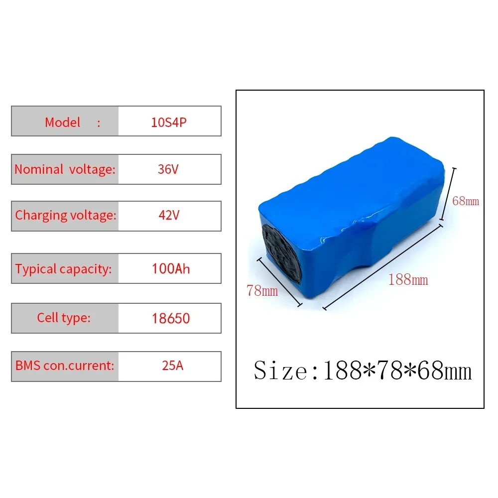 Mkepa-batería de litio 18650 10S4P, 36V, 100000mAh, para bicicleta eléctrica, 750w-w con BMS