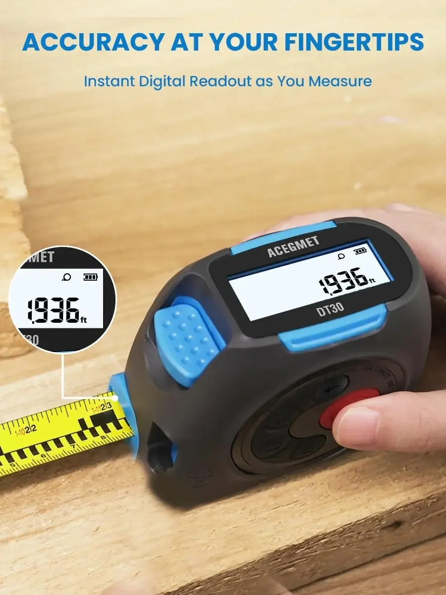 

3-in-1 Digital Tape Measure, 131Ft Laser Measuring Tool & 16Ft Measuring Tape with Instant Digital Readout, Ft/Ft+in Switching