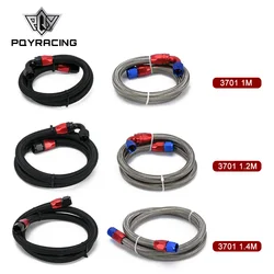 PQY - AN10 1M/1.2M/1.4M Stainless Steel Brained Oil Hose Line Hose Tube With 0Degree 90Degree Swivel Hose End Fitting Installed