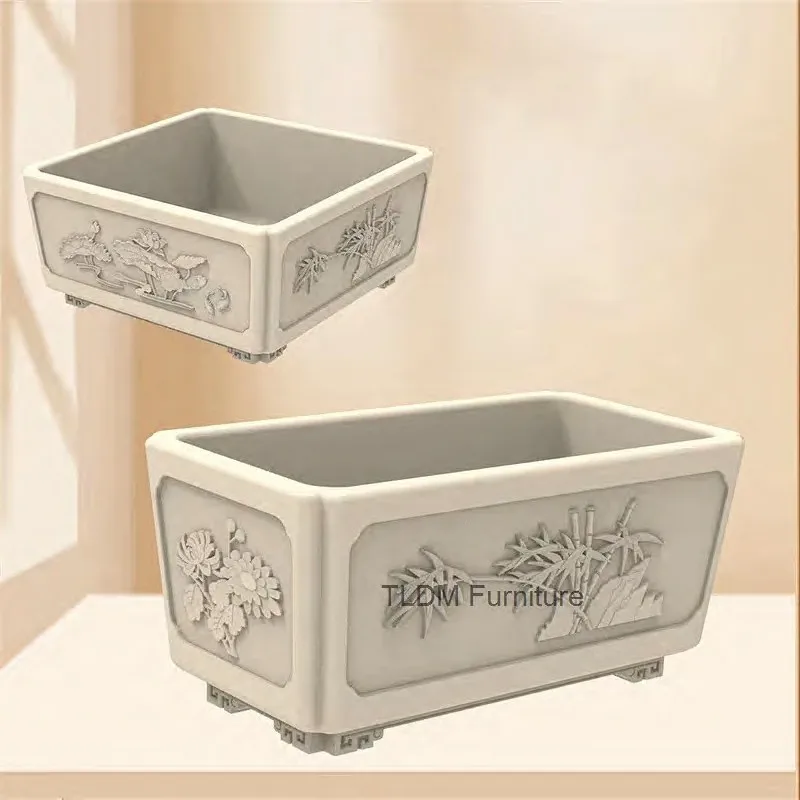 Rectangular Square Garden Pot Thickened Four-corner Bonsai Template Garden Cast-in-place Flower Pot Mold Plastic Cement Mold