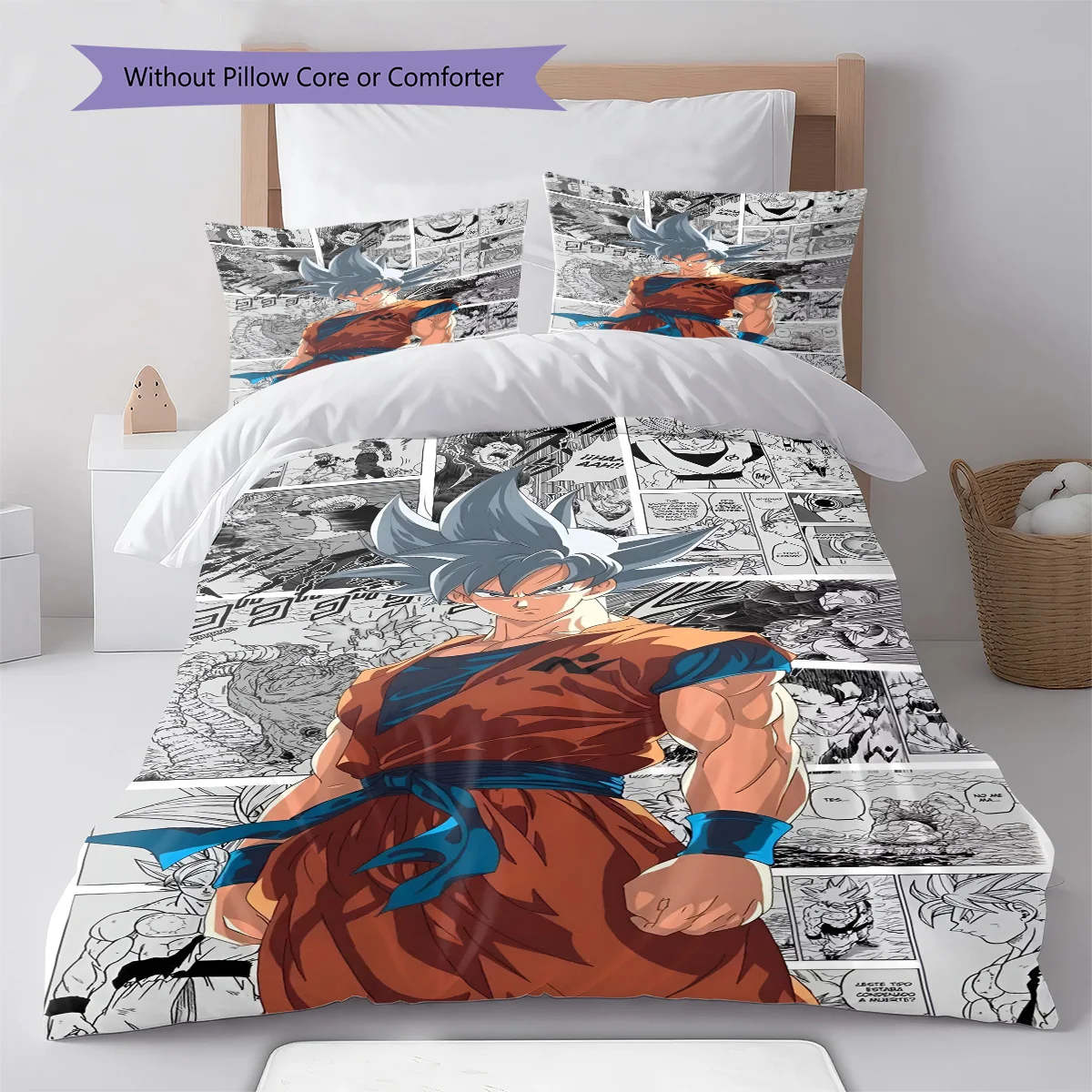 Dragon Ball Smiling Big Eyes Bedding Set Anime Duvet Cover Polyester Soft Bed Linen Set -QJY