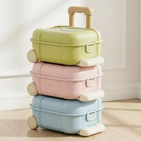 Cartoon Design Kids Toy Storage Box Extendable Trolley Case Ideal for Travel and Playroom