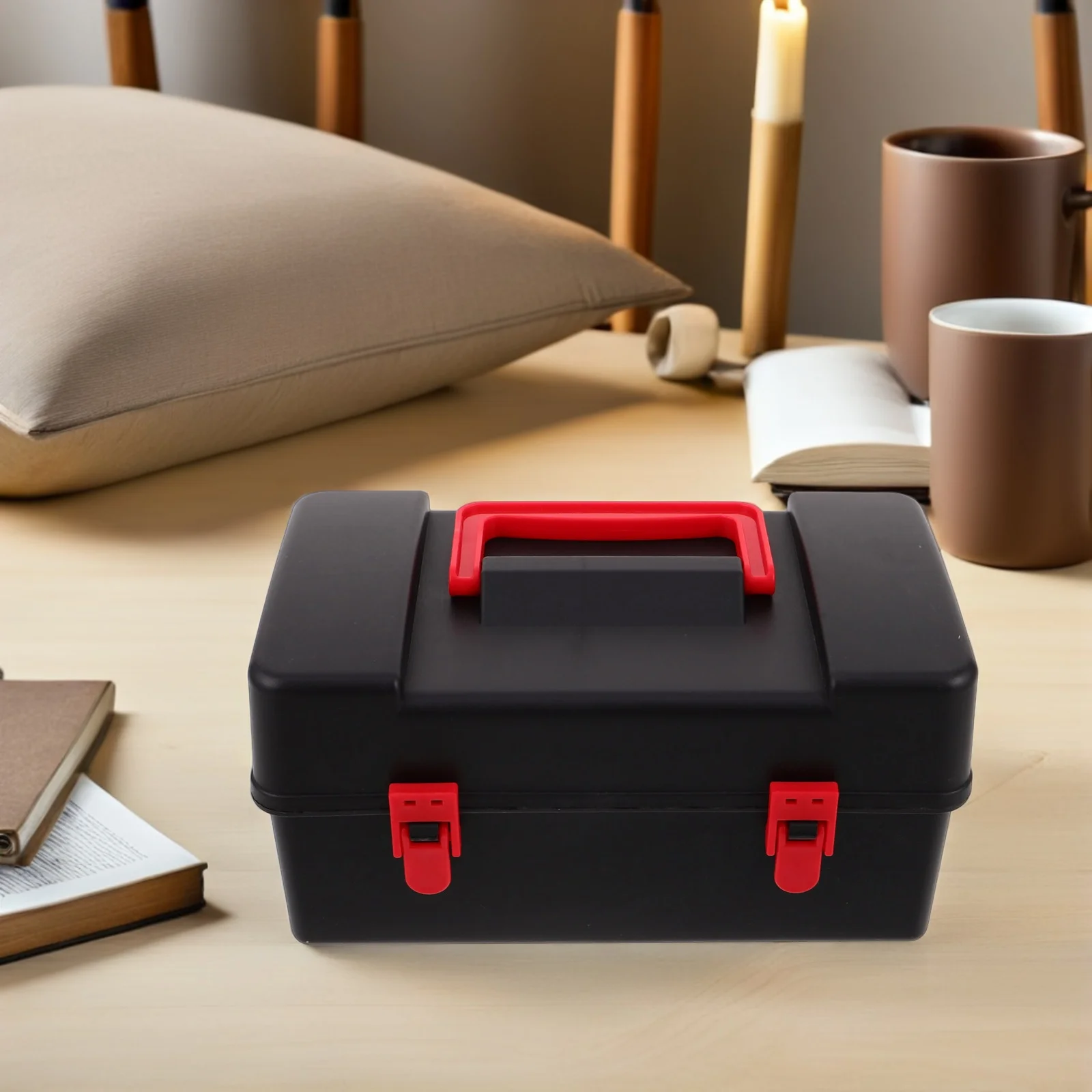 กล่องเก็บไจโรสโคปพลาสติกสีดำ กล่องจัดระเบียบของเล่นหมุนได้พร้อมหูหิ้ว กระเป๋าพกพาสำหรับเดินทาง