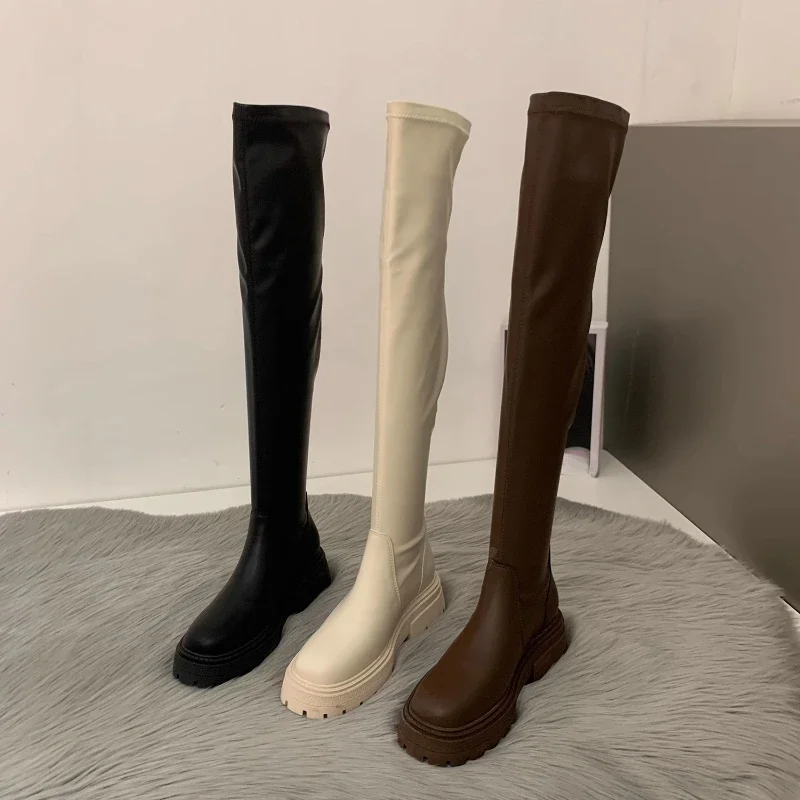 Thick Sole Women Over-the-knee Boot Thigh High Boots Winter 2023 New Female Long Boots Platform Chunky Heels Ladies Autumn Shoes