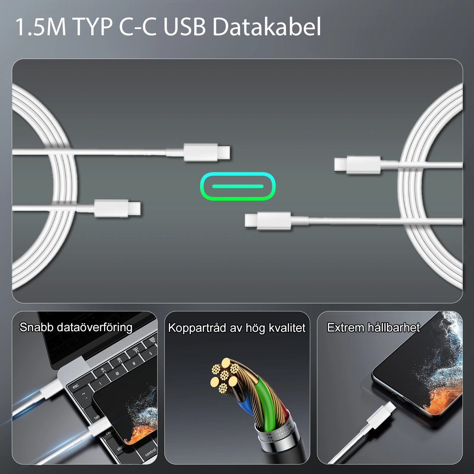 FasChageek Typ C 25W Charger Super Fast Charging Adapter With 1.5M USB C Cable For Samsung Galaxy S24/S23/S21 - náhled 3
