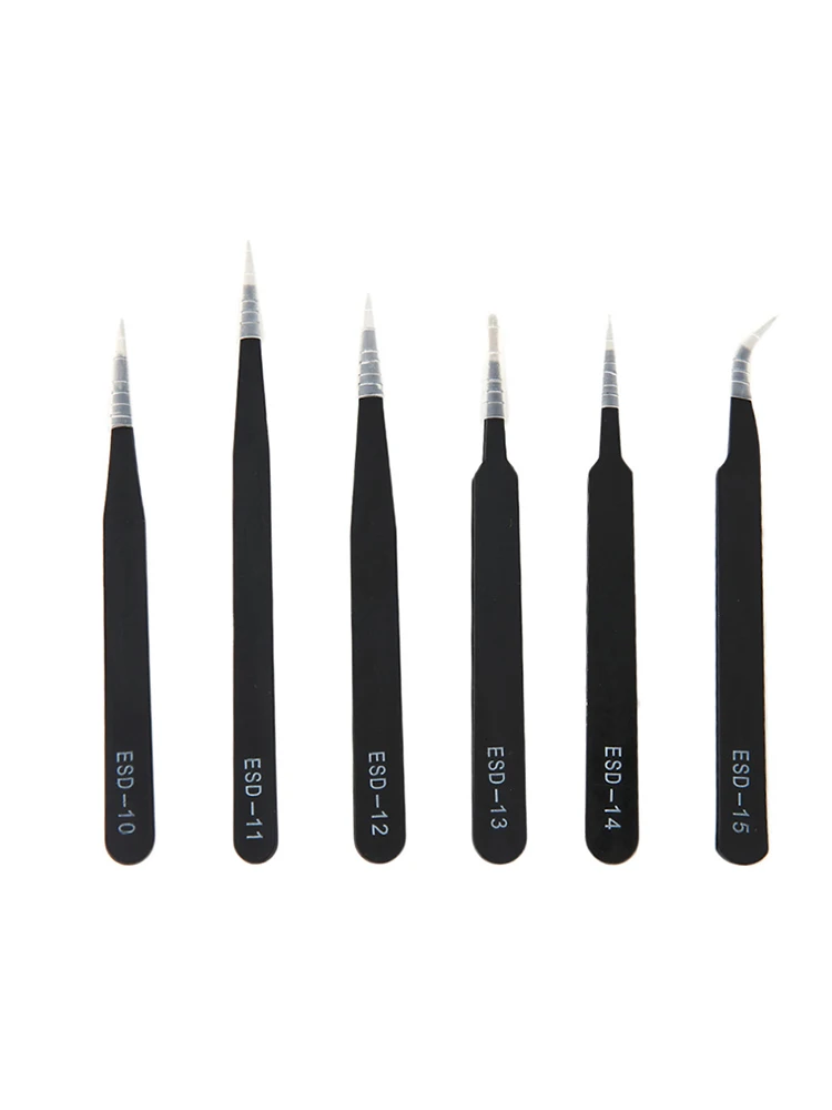 

6PCS Precision Tweezers Set ESD Anti-Static Stainless Steel Tweezers Repair Tools for Electronics Repair Soldering Craft
