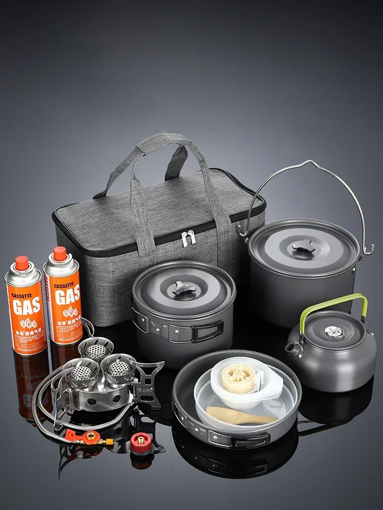 Portable outdoor drinking utensils, high-power three-core stoves, boiling water, cooking pots and gas stoves Hot sales