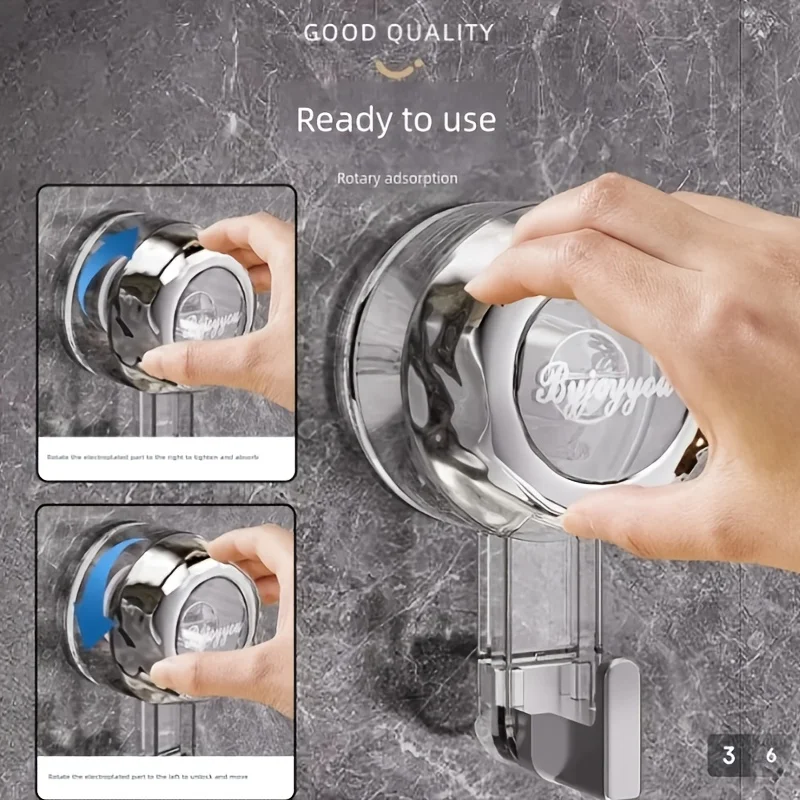 Clear Rotatable Vacuum Suction Cup Hooks, Heavy Duty No Drill Removable Shower Hooks, Waterproof Wall Hanging Hooks for Bathroom Towel, Loofah, Kitchen Utensils, Rental Friendly
