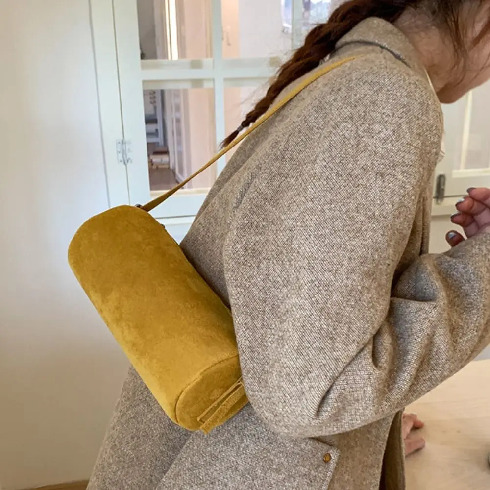 

Сумка на плечо, замшевая подушка, сумка большой вместимости, сумки-хобо с напуском, корейский стиль, однотонная большая сумка ярких цветов, праздничная сумка