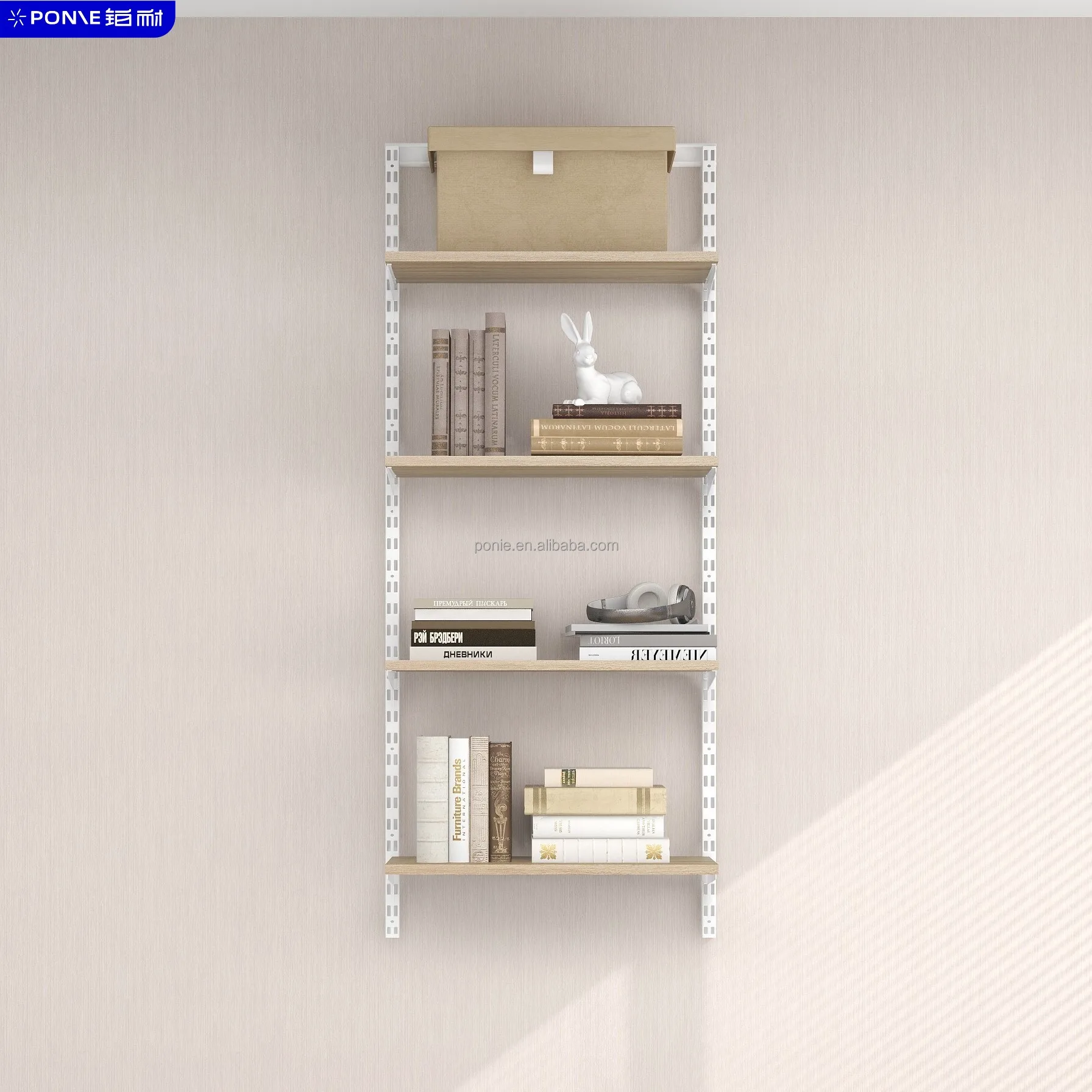 Modern simple solid wood wall-mounted bookshelf corridor storage rack home office workshop apartment living room bedroom