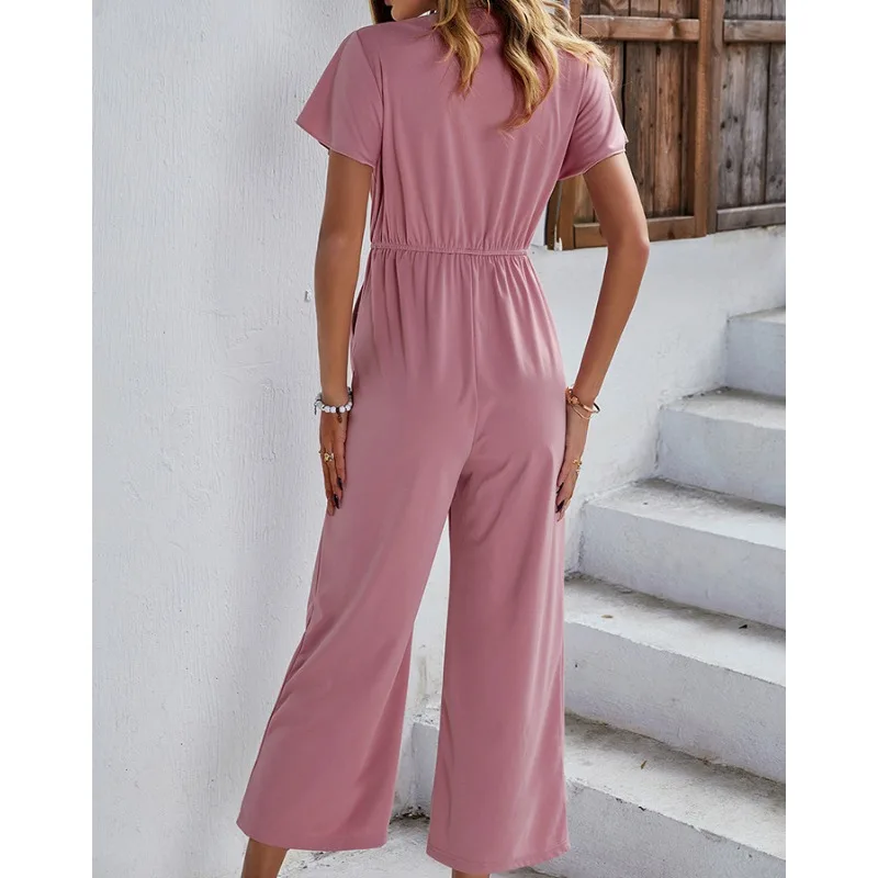 Sommer 2024 neue Damenmode Overall Frauen Kleidung Temperament pendeln weibliche Kurzarm elegante gerade Overalls