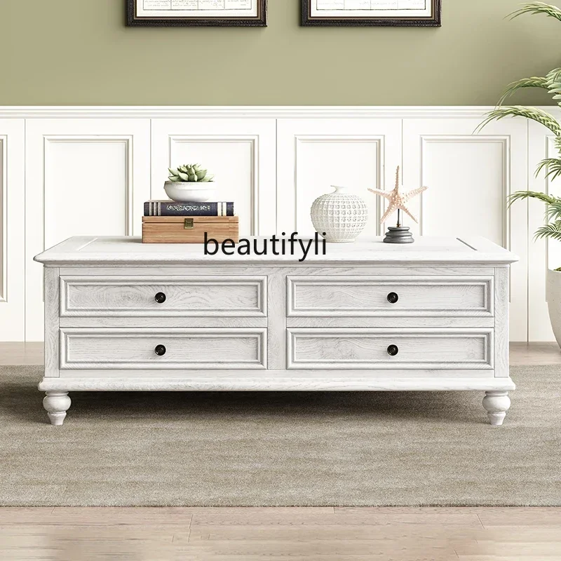 

ss K178 ss25 American all-solid wood coffee table TV cabinet combination, small apartment living room household with storage cof