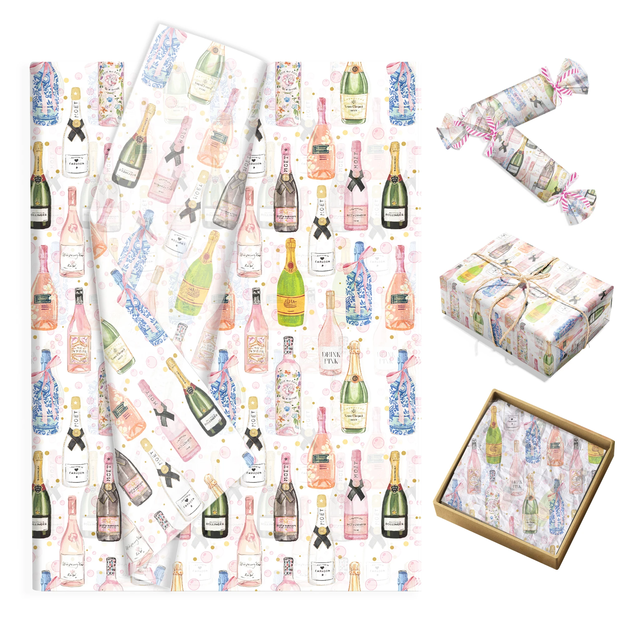 Image of 20/50/100 Stück Weinflasche Seidenpapier Geschenkpapier, DIY Geschenkverpackungspapier für Geburtstagsfeier Hochzeit Dekor Zubehör