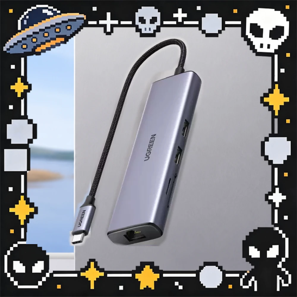 UGREEN 20954 USB-C Hub CM512 6-in-1 HDMI 4K60Hz 2 USB 3.0 5Gbps Gigabit Ethernet SD TF Card Reader Aluminum Housing