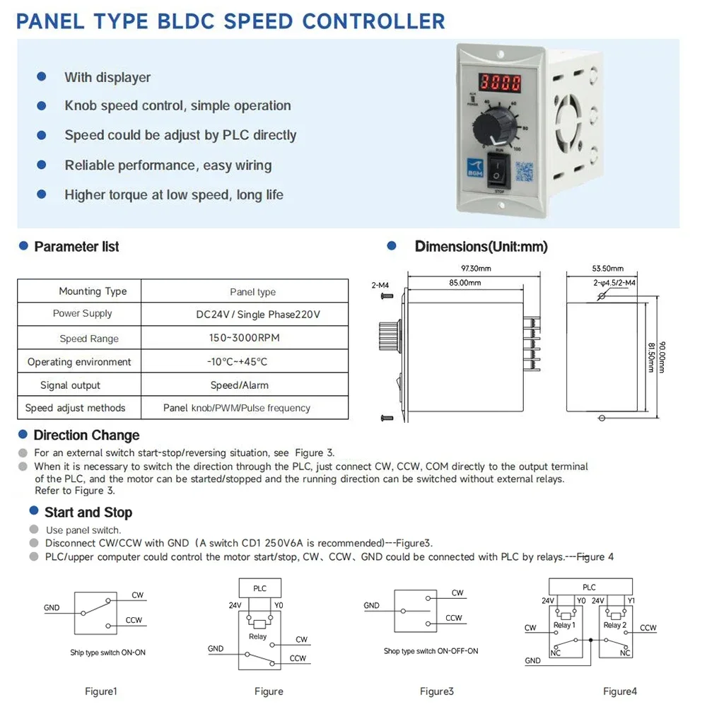 High Speed Brushless Gear Motor High Torque Electric RV030Worm Gear Reducer 57BLDC DC 24V/AC 220V 3000RPM with Controller Kit