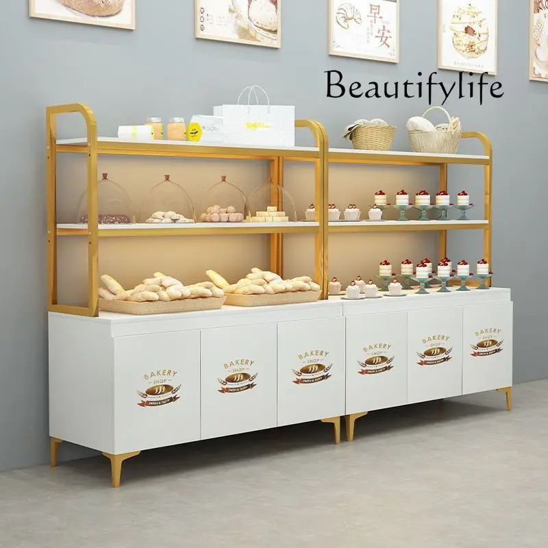 

Bread cabinet Multi-layer cake rack Supermarket snacks Middle island Display cabinet Double-sided baking display cabinet