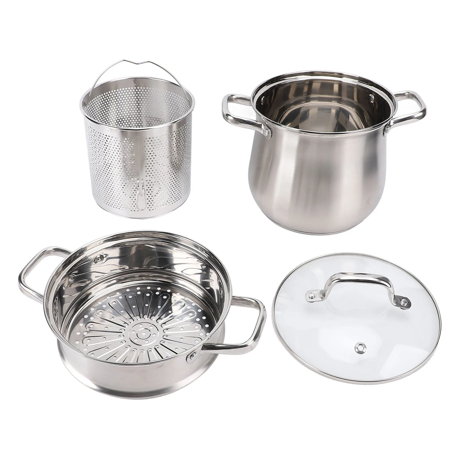 

Stock Pot Stainless Steel Stock Cooking Pot Thickened Composite Bottom Multifunctional Anti Scald Grips Easy To Clean for Home