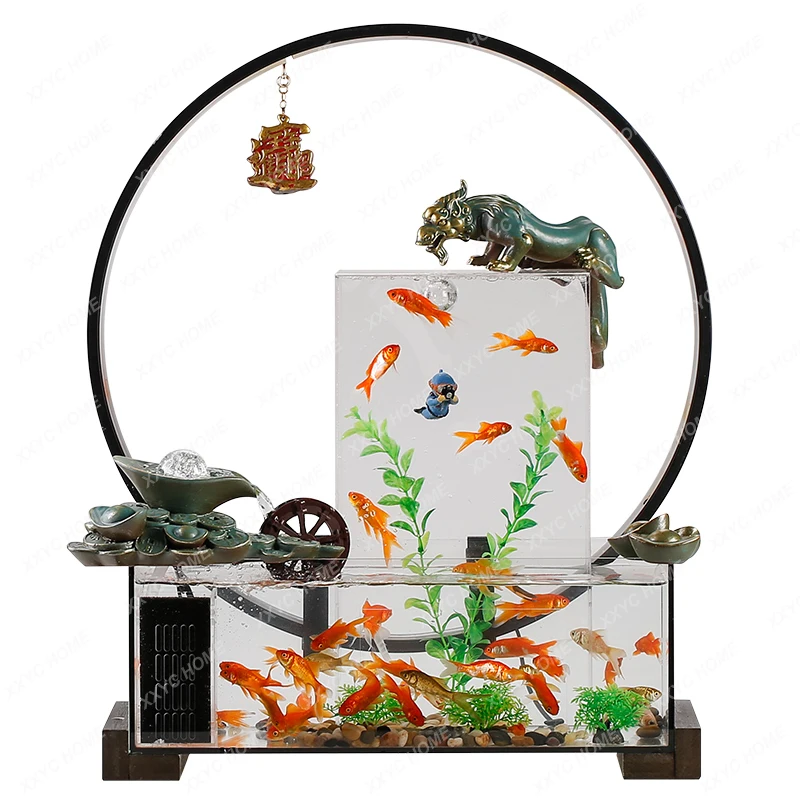 Creative Living Room Ecological Circulation Flowing Water Glass Fish Globe