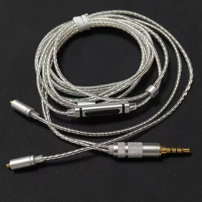 3,5 mm Teflon-isoliertes, versilbertes MMCX-Kopfhörer-Upgrade-Kabel, HiFi-Audiokabel mit Mikrofon-Lautstärkeregelung für SE215 SE535 SE846 – Detail 3