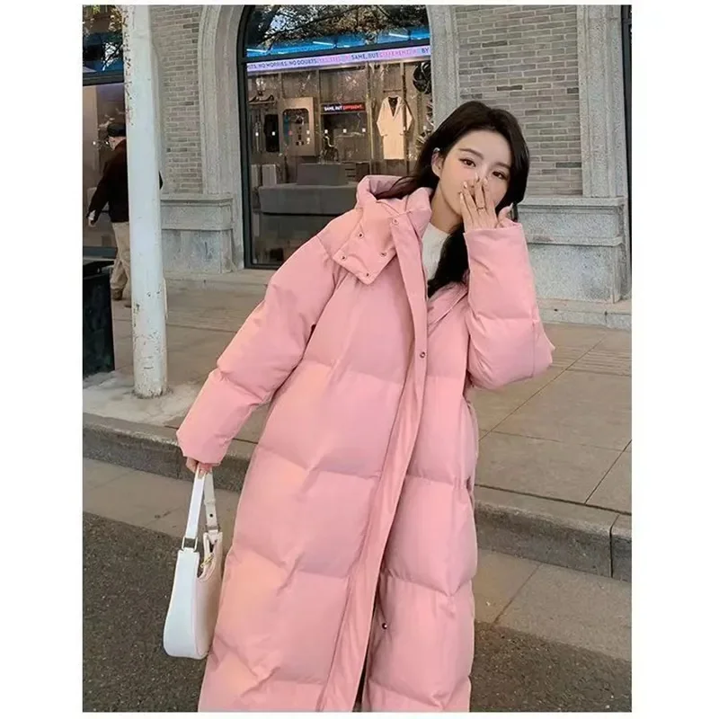 2024 New Long Winter Jacket Parka Women Coat Casual Loose Overcoat Female Clothing Outerwear Cotton Down Hood Fluff Jacket