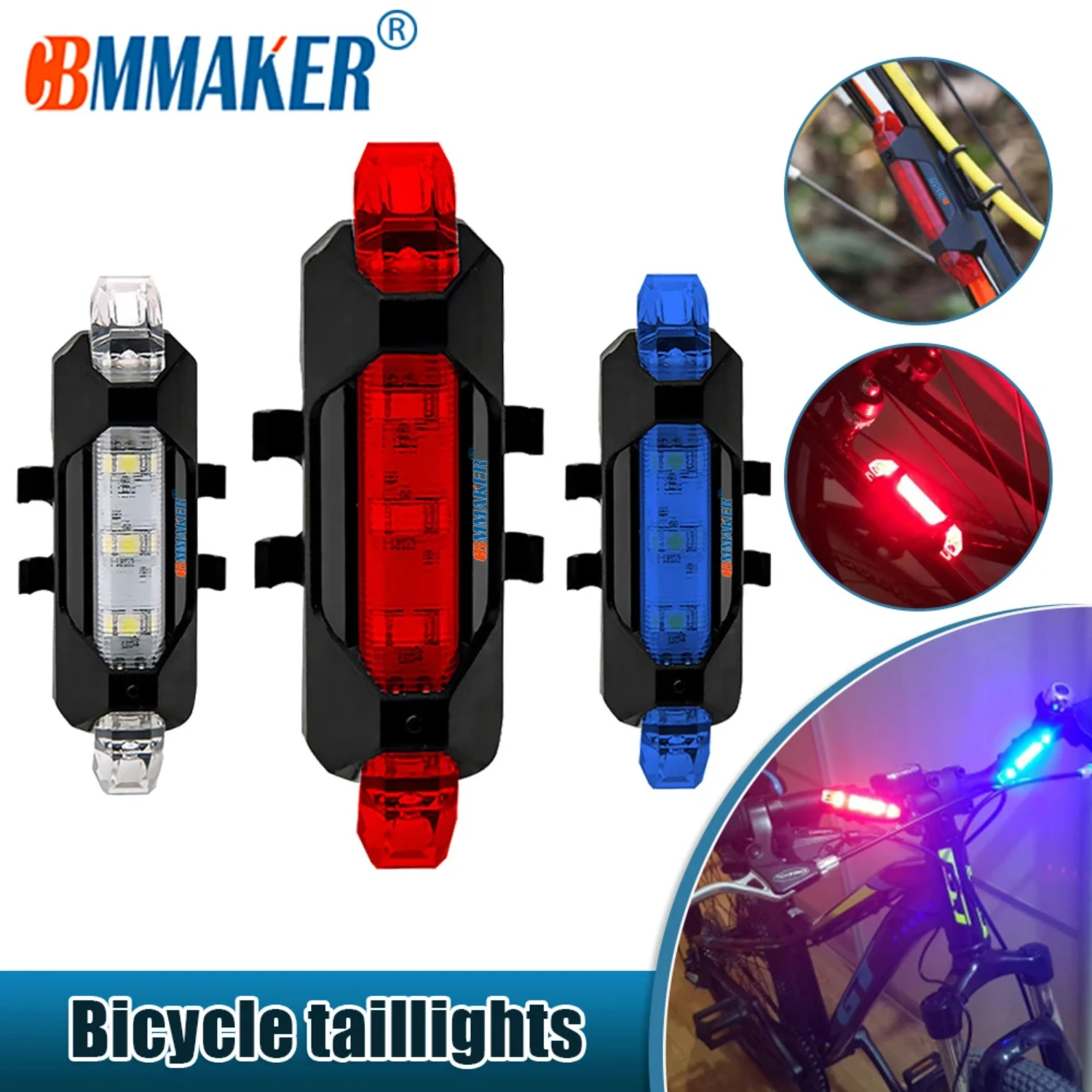 Bicycle Lights Portable USB Rechargeable Bike Warning Light Taillight Cycling Rear Lamp Super Bright Bicycle Light Bike horn