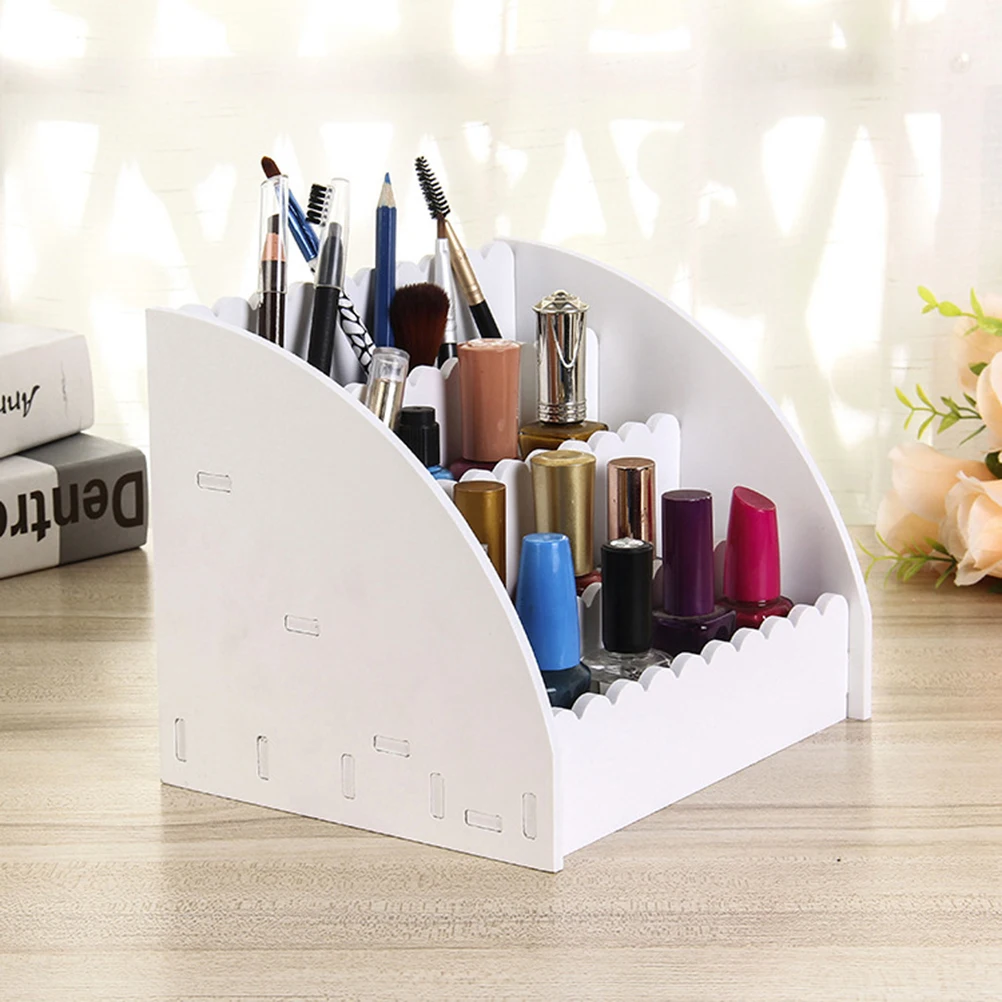 

White Desktop Storage Cabinet Large Capacity Sturdy Space-Saving Makeup Organizer For Bedroom Bathroom Office