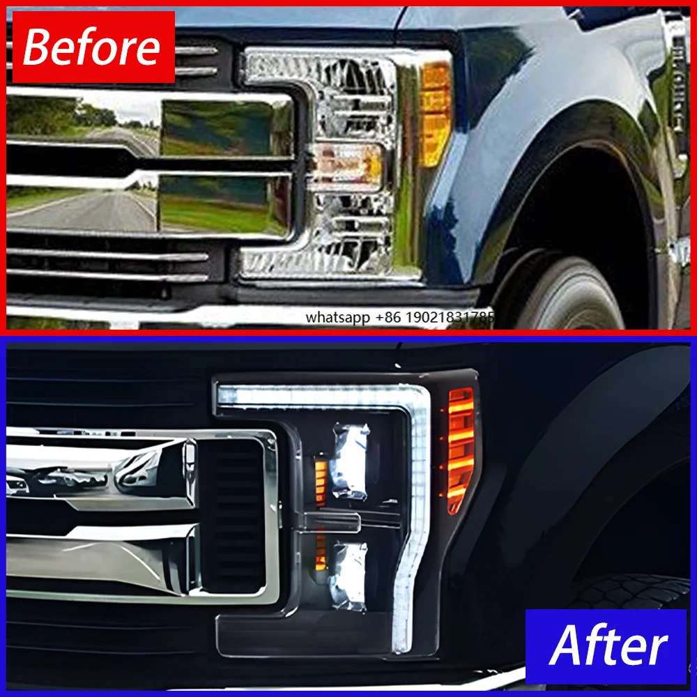 KGKB LED Headlights Assembly for  F250 Raptor 2017-2019 6000K High Quality Dynamic Dual Projector Lens Plug & Play