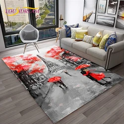 France Paris Eiffel Tower Retro Carpet Rug for Home Living Room Bedroom Sofa Doormat Decor,Kids Play Area Rug Non-slip Floor Mat