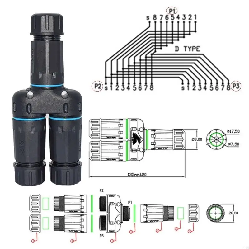 P9JB Gigabit RJ45 Ethernet Splitter 1 en 2out pour Ethernet Connection STABLE TRAVAIL