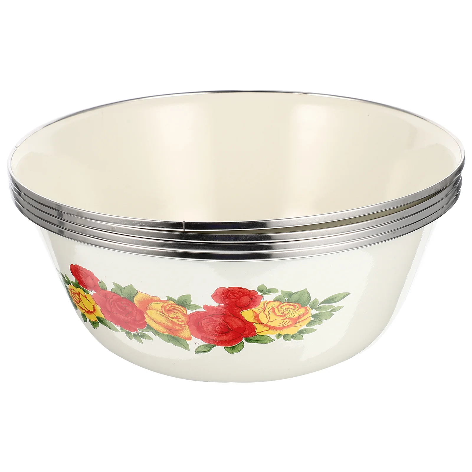 

4pcs Enamel Soup Bowl Multi-Functional Vintage Enamel Basin Retro Kitchen Enamelware Large Capacity Dishwasher Safe For