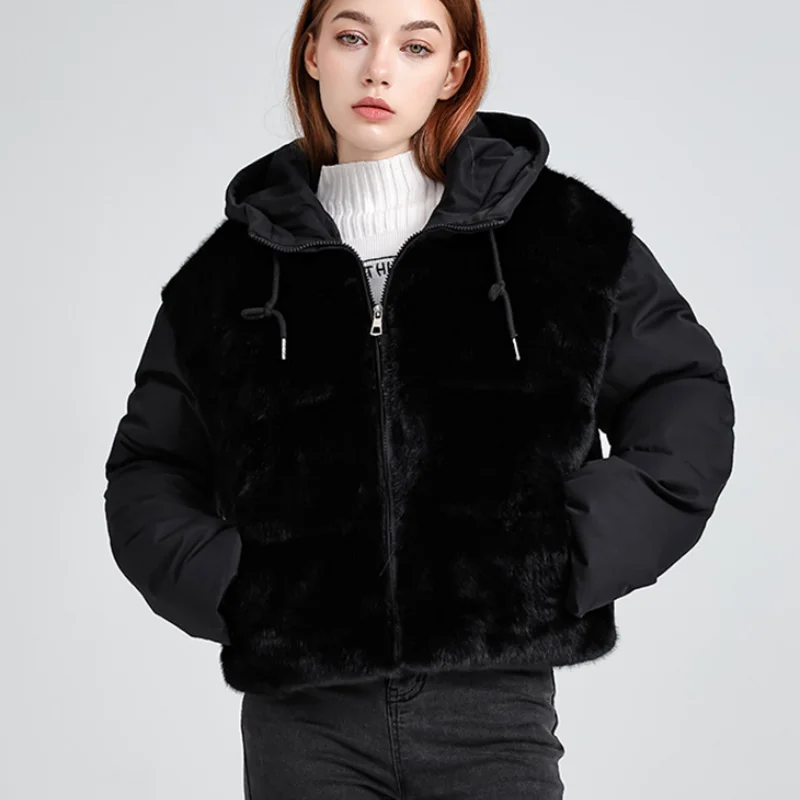 Short winter and autumn down jackets in solid colors, lightweight, pure white duck down, loose fit