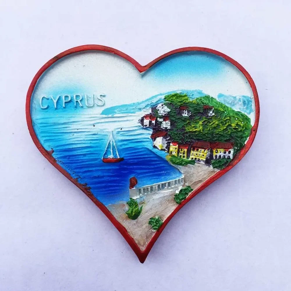 Creative 3D Resin Handmade Cyprus  Dolphin Map Toursit Souvenir Fridge Magnet Refrigerator Magnetic Stickers Home Decoration