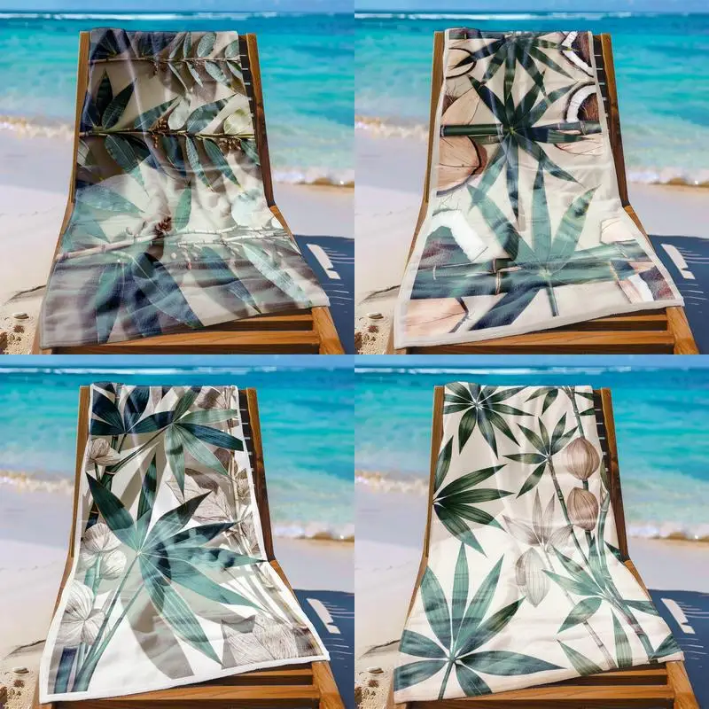 

Tropical Leaf Beach Towel Patterned Sunscreen And Windproof Suitable For Swimming Pool Camping Travel Blanket