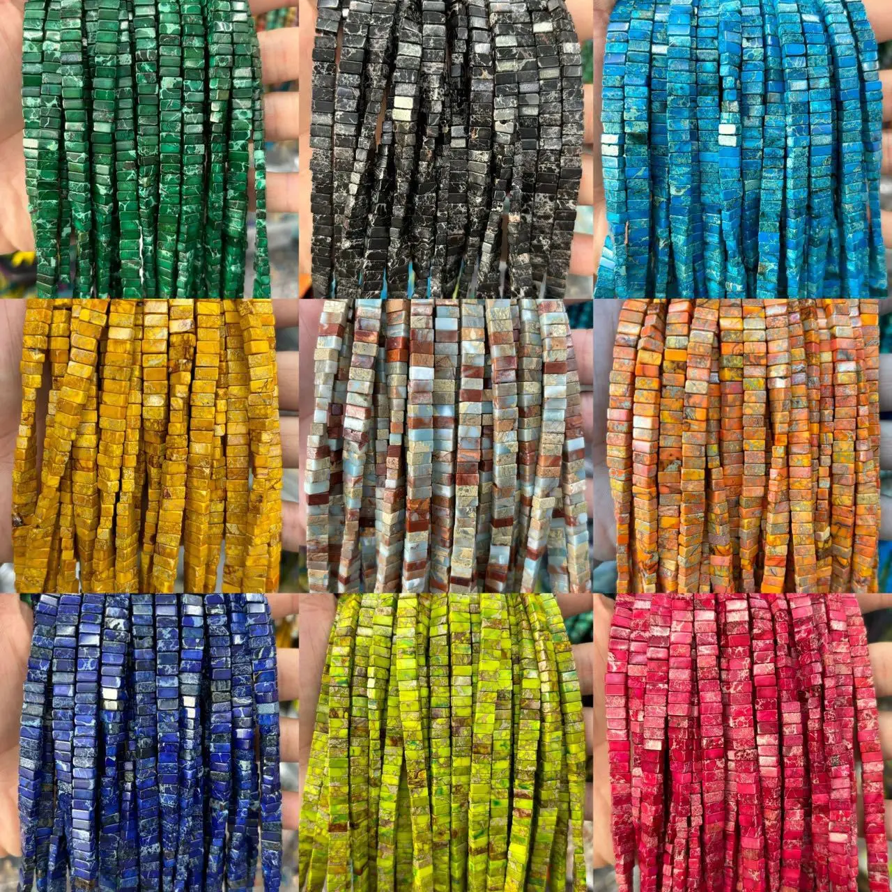 3x6mm Colorful Emperor Stone Double Hole Handheld Bead Pulling Rice Bead Jewelry DIY Accessories  Beads Beads Jewelry Making