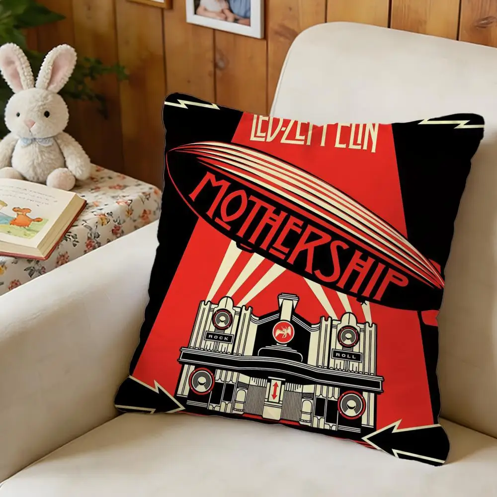 Rock Band L-Led Zeppelin Pillow Case Soft Washable Short Plush Modern Decorative Cushion for Sofa Bed Office Car Living Room